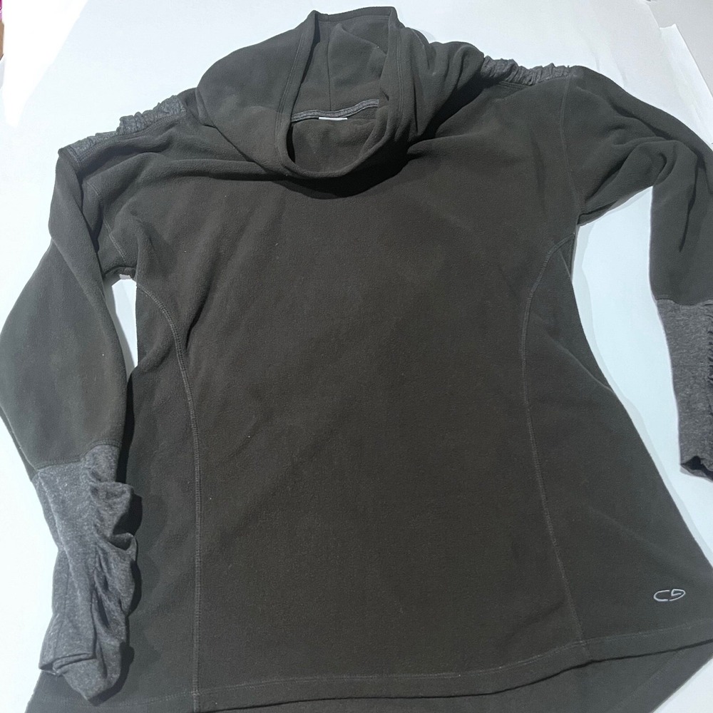 Fleece swoop neck black pullover‎ warm shirt by champion womens size small